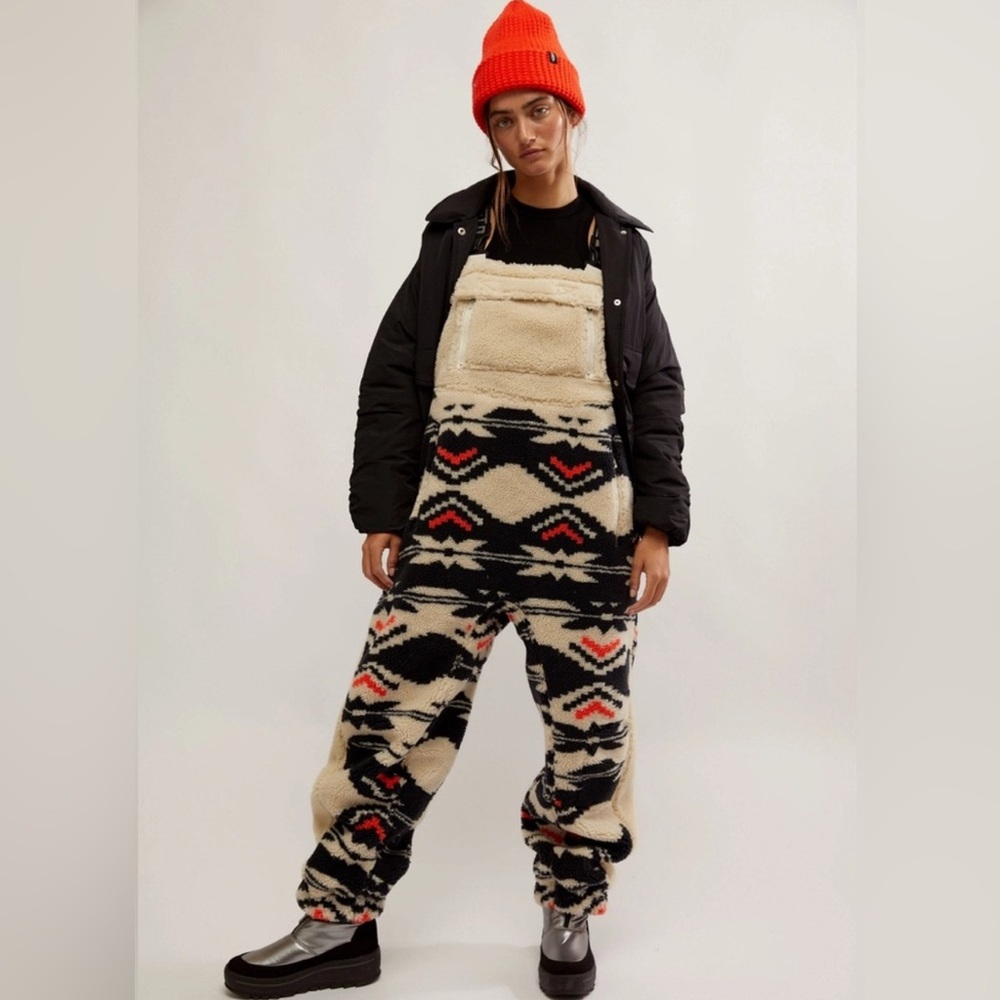 Free People Hit The Slopes Printed Salopette/Black Fairisle Combo - BNWT S